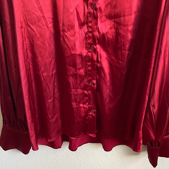 Women’s Chic Good Time Red Button Down Shirt - Picture 4 of 14